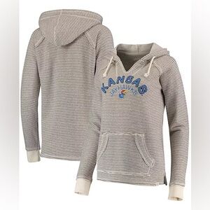 Women’s Blue 84 Kansas Jayhawks Striped Hoodie, Size XL extra large